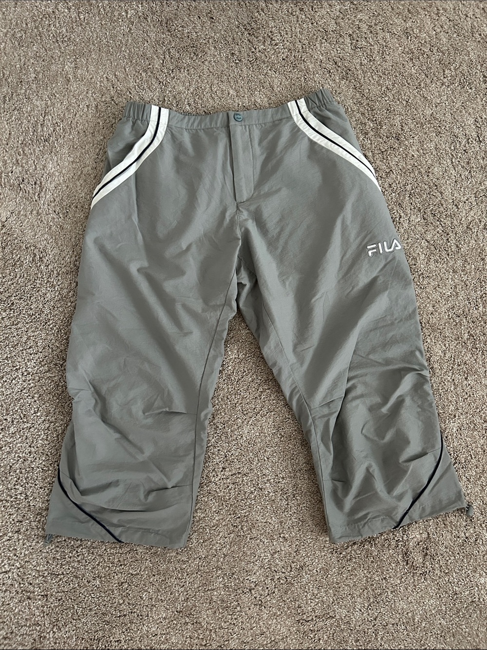 FILA Womens Gray Capri pants with White Stripe Detail